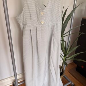 Vintage Women's White and Blue Dress